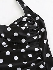 cheap One-piece swimsuits-Women's Swimwear One Piece Monokini Swimsuit Tummy Control High Waist Slim Backless Vacation Vintage Polka Dot Halter Neck Sleeveless Bathing Suits