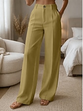 Χαμηλού Κόστους φαρδύ πόδι &amp; ψηλόμεσο-Γυναικεία Πλατύ Πόδι Παντελόνια Παντελόνι επίσημο Casual παντελόνι Μοντέρνα Κομψό στυλ street Βασικό Πλήρες μήκος Ψηλή Μέση Σκέτο Τσέπη Ελαστική μέση Άνετο Ανελαστικό Καθημερινά Γραφείο Διακοπές