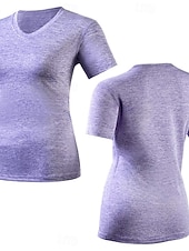 abordables T-shirt uni-Femmes T-shirt Couleur Unie Élégant Basique Manche Courte Col en V Hauts Réguliers Occasionnel Sports Week-end Noir Vert Claire Rose Claire Violet Claire Gris Clair Été Printemps