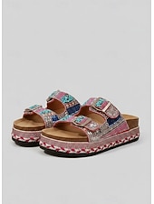 abordables Sandales à glissière-Sandales à plateforme perlées pour femmes – sandales à enfiler de style bohème pour la plage, les festivals et les sorties décontractées