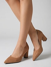 cheap Block Heel Pumps-Women's Rose Pink Suede Pumps - Elegant Pointed Toe Block Heels for Everyday Wear, Casual Outfits &amp; Stylish Street Look