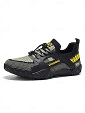 cheap Men-Men's Gray and Black Outdoor Sneakers Lace-Up Lightweight Breathable Comfort Walking Shoes Durable Sport Casual Footwear for Outdoor Resort, Vacation Travel, Warm Weather