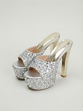 voordelige Platform Sandalen-Damessandalen met blauwe glitterplateauhak en open neus, perfect voor een feestje of avondje uit in de club. &amp;glamoureuze avondlooks