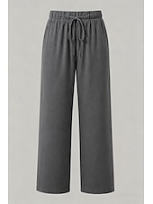 abordables Pantalones de pierna recta-Mujer Pantalones Rectos Vacaciones Básico Longitud total Media cintura Comodidad Rígido Diario Negro Caqui Beige Café Verano Primavera Otoño