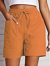 economico Pantaloncini Bermuda-Per donna Bermuda Chinos Shorts Pantaloni Eleganti Vacanza Essenziale Comfort Corto Vita Alta Semplice Coulisse Comodità Elasticizzato Quotidiano Casual Quotidiano Blu Rosso Aalbicocca Nero Estate