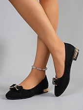 economico Ballerine da donna-Scarpe basse professionali da donna in camoscio grigio - comode ballerine a punta quadrata con elegante fiocco, ideali per l'ufficio e gli spostamenti quotidiani. &amp;abbigliamento da lavoro per tutto il