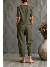 economico Imposta-Per donna Set di biancheria in cotone Maglietta Manica Corta Mezza Manica Girocollo Semplice Moda Data Blu Verde militare Arancione Primavera &amp; Estate