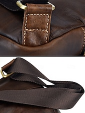 preiswerte Taschen für Herren-Herren-Umhängetasche aus Vollnarbenleder, geräumige Crossbody-Tasche mit mehreren Fächern und verstellbarem Riemen, stilvolle Farben in Kaffee und Braun für den Alltag, Pendeln und Geschäftsreisen