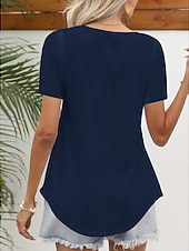 رخيصةأون تي شيرت عادي-نسائي بلوزة لون الصلبة عتيق أنيق أساسي كم قصير رقبة مربعة قمصان عادية مناسب للبس اليومي أزرق أسود أحمر أرجواني أخضر الصيف الربيع