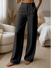 Χαμηλού Κόστους φαρδύ πόδι &amp; ψηλόμεσο-Γυναικεία Πλατύ Πόδι Παντελόνια Παντελόνι επίσημο Casual παντελόνι Μοντέρνα Κομψό στυλ street Βασικό Πλήρες μήκος Ψηλή Μέση Σκέτο Τσέπη Ελαστική μέση Άνετο Ανελαστικό Καθημερινά Γραφείο Διακοπές