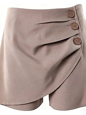 preiswerte Heiße Shorts-Damen Baumwoll Mischung Shorts Sommershorts Strandshorts Urlaub Mode Alltagstauglich Kurz Mittlere Taille Einfarbig Reißverschluss Elastischer Bund Schnalle Komfort Schnelltrocknend Weich