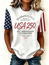  American Independence Day Women's T Shirt Print Graphic National Flag Vintage Stylish Classic Short Sleeve Crew Neck Round Neck Long Tops Casual Daily Weekend Blue Red / Blue White 2 White 3 Summer