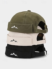 お買い得  メンズ帽子-メンズポリエステル製ドッカーハット。つばのない調節可能なキャップで、山のモチーフが刺繍されています。複数のカラー展開で、旅行、アウトドアスポーツ、普段着、バケーションスタイルに最適です。