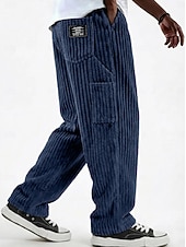  Per uomo Pantaloni Pantaloni in velluto a coste Pantaloni invernali Pantaloni casual Pantaloni Larghi Coulisse Multi-tasche Tinta unica Comodità Lunghezza intera Casuale Quotidiano All'aperto Moda