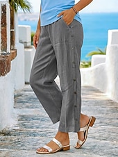 economico Fondi-Per donna Pantaloni Estivi Pantaloni Corti Vacanza Moda Essenziale Lunghezza alla caviglia Misura del girovita medio Semplice Elastico in vita Comodità Confortevole Traspirante Inelastico Vacanza