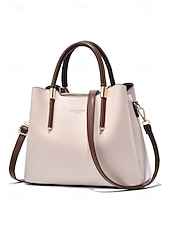 abordables Bolsos de mano y tote-Bolso de mano elegante para mujer, de piel sintética, disponible en varios colores, con correa ajustable para el hombro, ideal para el uso diario, para ir al trabajo, para viajar y para reuniones