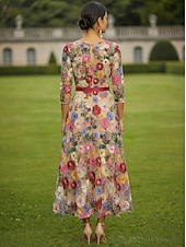 voordelige Enkel Lengte-A-lijn Jurken Tot de enkel Feestjurk Cocktail jurk Moeder van de bruid jurk 3/4 mouw Strakke ronde hals Elegant Vintage Formeel Bruiloft gast Feestdagen Chiffon Tule met Borduurwerk Appliqués Bloem