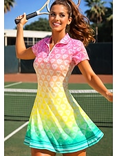 Χαμηλού Κόστους Φόρεμα Γυναικών-Γυναικεία Καρδιά Γεωμετρικό Βαθμίδα Καρό Φόρεμα τένις Αθλητικό φόρεμα Κοντομάνικο Στάμπα Αναπνέει Τέννις Γκολφ Μπάντμιντον Γιακάς Περιλαίμιο Polo Φορέματα Ανοικτό Κίτρινο Πράσινο Ανοικτό Κόκκινο