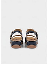 economico Sandali Piani-sandali da donna in similpelle con cinturino regolabile – zeppe aperte con supporto plantare, comode scarpe estive da passeggio per l'uso quotidiano