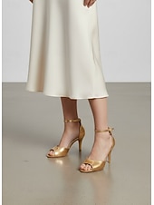 abordables Sandalias de tacón-Zapatos de tacón de aguja con punta abierta y correa en el tobillo para mujer, diseño elegante para bodas, fiestas y eventos formales
