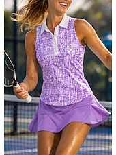 abordables Camisa de Mujer-Mujer Geométrico Camisa deportiva Camisas de polo Camiseta sin mangas Camiseta de tenis Sin Mangas Floral Botones UPF50+ Resistente a los rayos UV Alta elasticidad Dispersor de humedad Transpirable