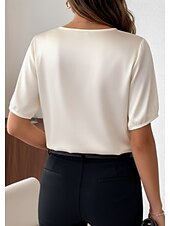 economico T-shirt semplice-Per donna Top in raso Maglietta Tinta unica Elegante Casual Manica Corta Girocollo Top Regolari Quotidiano Uscire Nero Rosa Rosso Verde Albicocca Estate Primavera