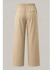 abordables Pantalones de pierna recta-Mujer Pantalones Rectos Vacaciones Básico Longitud total Media cintura Comodidad Rígido Diario Negro Caqui Beige Café Verano Primavera Otoño