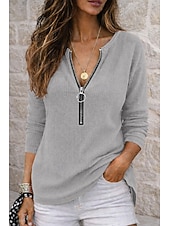 economico Bluse Semplici-Per donna Camicia Camicia a nido d'ape Camicia popover Camicia casual Patchwork Tinta unica Semplice Vacanza Vintage Moda Manica Lunga Scollo a V Top Regolari Abbigliamento casual alla moda Spiaggia