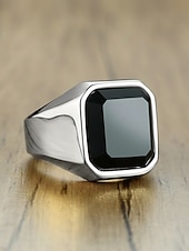 preiswerte Herrenschmuck-Herrenring im Boho-Stil aus Edelstahl mit Naturstein, Statement-Siegelring in verschiedenen Größen für den Alltag, Strandurlaub und Resort-Look