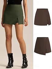 economico Gonne casual-Per donna Gonna da vacanza Moda Casual Mini Vita Alta Gonne Semplice Inelastico Quotidiano Streetwear Vinaccia Nero Verde militare Blu marino Primavera