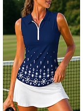 abordables Camisa de Mujer-Mujer Geométrico Tops Camisa deportiva Camisas de polo Camiseta de tenis Sin Mangas Cremallera Floral UPF50+ Resistente a los rayos UV Alta elasticidad Dispersor de humedad Transpirable Tenis Golf