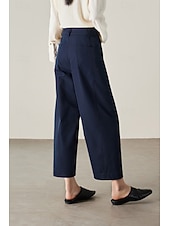 cheap Wide Leg &amp; High Waisted-Women's Wide Leg Chinos Vacation Full Length High Waist Comfortable Micro-elastic Daily White Navy Blue khaki Summer Spring Loose Fit