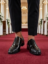 levne Oxford boty-Pánské luxusní kožené oxfordky, černé, klasické společenské boty na svatby, formální akce a zvláštní příležitosti