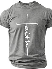 cheap Faith T shirts-Faith Cross Men's Minimalist Christian Spiritual Religious T Shirt Graphic Crew Neck Short Sleeve Church Worship Easter Gift for Believers Designer Clothing Apparel