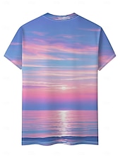 abordables T-shirt Art &amp; Design-Femmes T-shirt Imprimé A Ombre Graphique Bohème Hawaïen Élégant Manche Courte Col ras du cou Hauts Réguliers Quotidien Bleu Rose Claire Violet Été Printemps