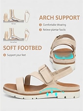 preiswerte Komfortsandalen-Flache Riemchensandalen für Damen mit gepolsterter Sohle, leichte Wandersandalen für den Weg zur Arbeit, Reisen und Sommeraktivitäten