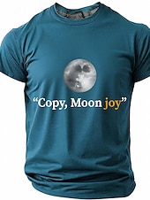 preiswerte Magliette divertenti da uomo-Men's "Copy, Moon joy" Full Moon Graphic T Shirt Short Sleeve Crew Neck Astronomy Space Lover Sarcastic Humor Quote Teal Blue Relaxed Fit Birthday Gift Designer Clothing Apparel