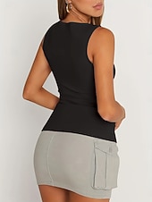 cheap Plain Tank-Multi Packs 3pcs Women's Crew Neck Sleeveless Black+white+grey Tank Sleeveless Shirt Tee Top Solid Color Casual Daily Cotton Summer