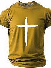  Hombre Cruz Camiseta Manga Corta Camiseta Impresión 3D Cuello Barco Camisa Moda Design Sencillo Casual Diario Fiesta Rojo Verano Primavera Ropa S M L XL XXL XXXL