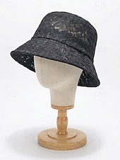 levne Dámské klobouky-Dámský bohémský krajkový klobouk, prodyšný polyesterový skládací sluneční klobouk v černé a bílé barvě pro dovolenou na pláži, každodenní nošení na volný čas, cestování a letní styling.