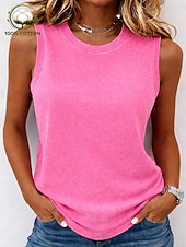  Damen 100% Baumwolle Henley Hemd Gewaschen Säurewäsche Vintage-Waschung Vintage Mode Stilvoll Ärmellos Kurzarm Raglanärmel Rundhalsausschnitt Henley Normale Oberteile Lässig Strand Blau Rosa Purpur