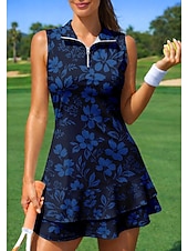 voordelige Dames jurk-Dames Flora Sportkleding Tennispolojurk Mouwloos Vetoketju Bloemig Kwart ritssluiting Elastisch Zweetafvoerend Ademend Volleybal Tennis Golf Kraag Strijkijzer Jurken Roze Blauw Paars Tenniskleding