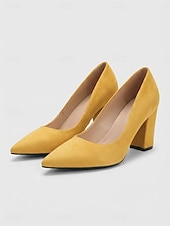 cheap Block Heel Pumps-Women's Rose Pink Suede Pumps - Elegant Pointed Toe Block Heels for Everyday Wear, Casual Outfits &amp; Stylish Street Look