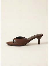 billiga Slide Sandaler-Svarta flip-flop-sandaler med kitten heel för kvinnor – minimalistiska mules med v-remmar för sommarfester, utekvällar och avslappnade, eleganta looks