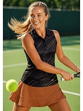 cheap Women's Shirt-Women's Sport Shirt Golf Polo Shirt Tank Top Tennis Shirt Sleeveless Floral Buttons UPF50+ UV Resistant High Elasticity Moisture Wicking Breathable Volleyball Tennis Golf Collar Turndown Shirt Top