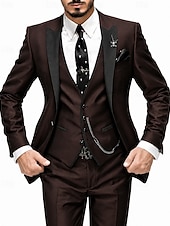 preiswerte Dinnerparty-Dreiteiliger Herren-Smoking in Burgunderrot, Slim Fit – ideal für Hochzeiten, Abschlussbälle und Dinnerpartys. Bestehend aus einem einreihigen Blazer mit Schalkragen, Weste und Hose. Erhältlich in Schwarz, Blau und Grün.