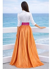 abordables Vestidos de Noche en A-Corte A Hasta el Suelo Vestido Derby Vestidos de noche Corte Cenicienta Vestimenta formal Elegante Split High Manga 3/4 Cuello Camisero Boda Formal Cinturón / Faja Satén con Lazo(s) Abertura