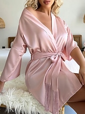 Χαμηλού Κόστους Γυναικείες ρόμπες-Γυναικεία Σαλόνια Ρόμπα Μοντέρνα Καθημερινό Μονόχρωμες Σατέν Μεταξωτές Πιτζάμες Πιτζάμες Κουρελού Φορέματα Σορτσάκια Σπίτι Διακοπές Κοντομάνικο Λαιμόκοψη V