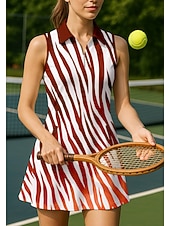 economico Abbigliamento Tennis da donna-Per donna Sfumatura Zebra Abito sportivo Abito polo da tennis Senza Maniche Zip a un quarto Elastico Traspirante Pallavolo Tennis Golf Colletto Collo ripiegato Vestito Rosa Blu Reale Blu