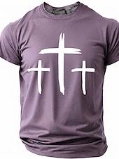 abordables Camisetas de fe-Hombre Cruz Camiseta Manga Corta Camiseta Impresión 3D Cuello Barco Camisa Moda Design Sencillo Casual Diario Fiesta Rojo Verano Primavera Ropa S M L XL XXL XXXL